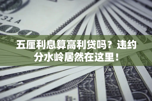 武汉五厘利息算高利贷吗？违约分水岭居然在这里！