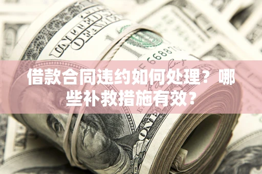 武汉借款合同违约如何处理？哪些补救措施有效？