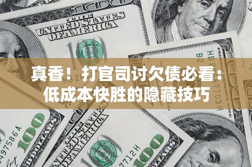 武汉真香！打官司讨欠债必看：低成本快胜的隐藏技巧
